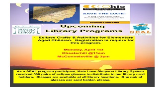 Flyer for Upcoming Ecplise Library Events